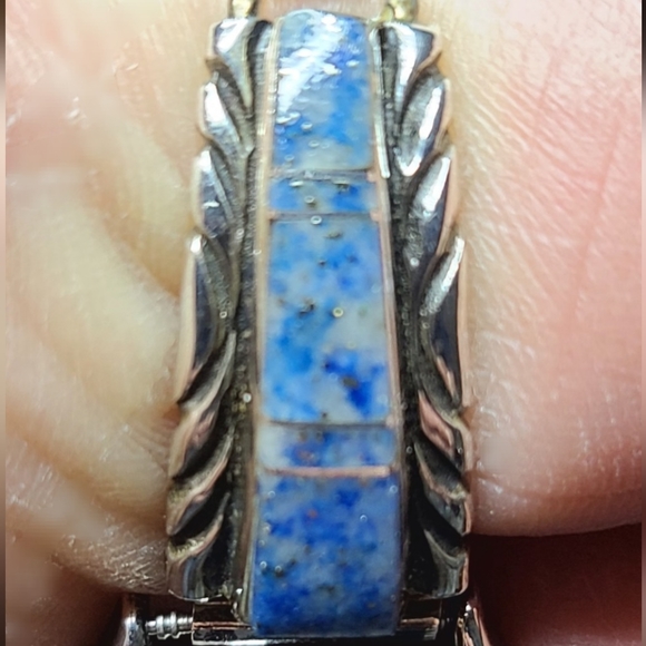 CHARLIE BOWIE Navajo .925 Sterling Silver Watch Kokopelli Lapis Tips - Picture 4 of 8